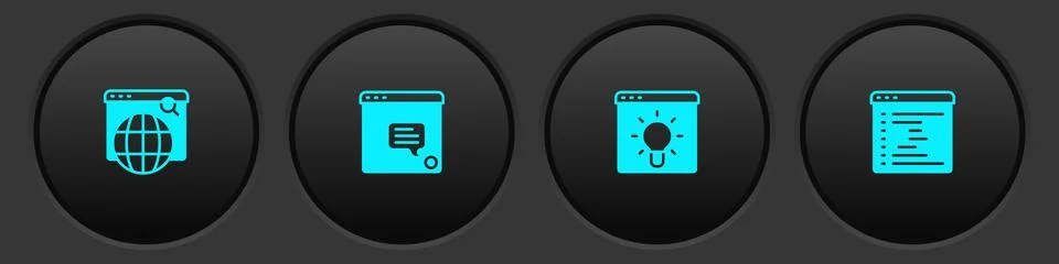 Set Search engine, New chat messages notification, Browser window and icon Stock Illustration