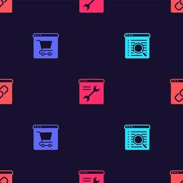 Set Search engine, Online shopping on screen, Browser setting and window on イラスト素材