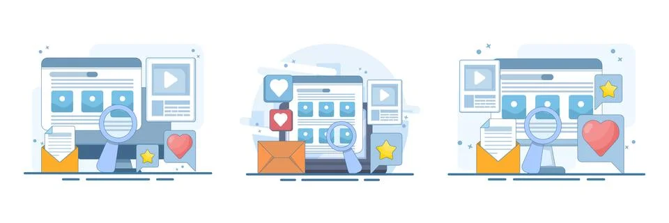 Set of search engine optimization concept vector illustration backgrounds Stock Illustration