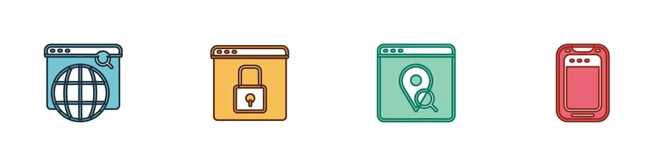 Set Search engine, Secure your site with HTTPS, SSL, Infographic of city map and Ilustração Stock