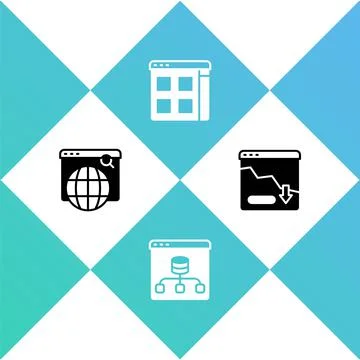 Set Search engine, Server, Data, Browser files and Financial growth decrease  Illustrazione stock