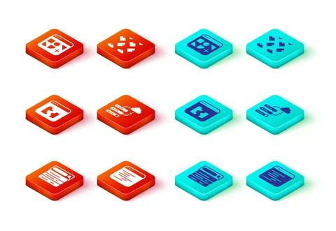 Set Search engine, Software, Broken file, Network cloud connection, Data stre Stock Illustration