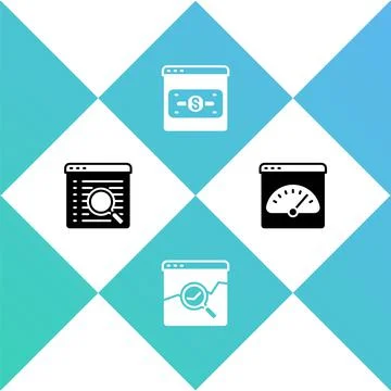 Set Search engine, Website with stocks market, Online shopping on screen and イラスト素材