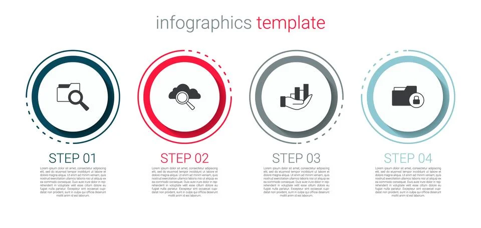 Set Search with folder, cloud computing, Pie chart infographic and Folder a.. イラスト素材