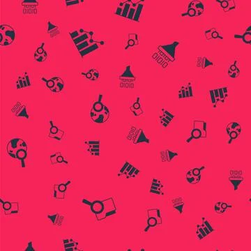 Set Search with folder, Pie chart infographic, globe and Binary code on seaml Stock Illustration