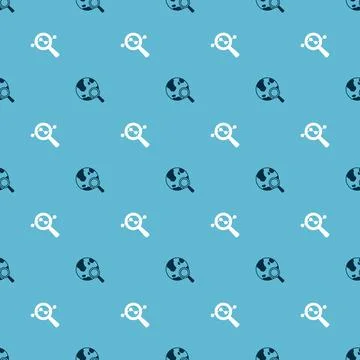 Set Search globe and data analysis on seamless pattern. Vector Stock Illustration