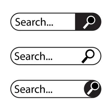 Set of search icon on white background. flat style. web search bar symbol Stock Illustration