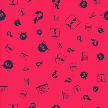 Set Search job, Worker, Project team base and Tie on seamless pattern. Vector Stock Illustration
