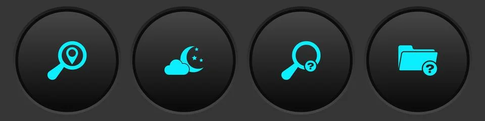 Set Search location, Cloud with moon and stars, Unknown search and directory Illustrazione stock