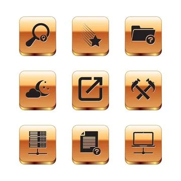 Set Search location, Server, Data, Web Hosting, Unknown document, Open new Illustrazione stock