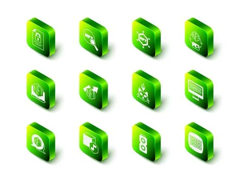 Set Search NFT, blockchain technology, Digital crypto art, Binary code, Vid.. Stock Illustration