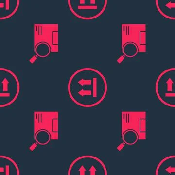 Set Search package and This side up on seamless pattern. Vector 스톡 일러스트