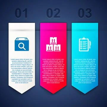 Set Search package, Cardboard box with traffic and Verification of delivery list Illustration