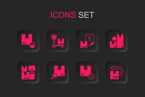 Set Search package, Scale with cardboard box, Carton, Return, Waybill and W.. イラスト素材