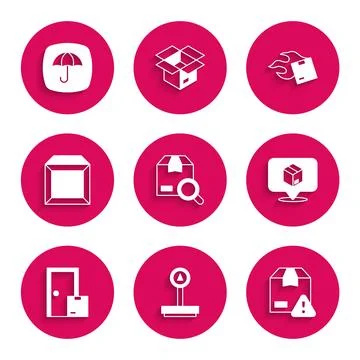 Set Search package, Scale, Delivery security with shield, Location cardboar.. 스톡 일러스트