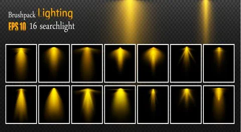 A set of searchlights. Vector light sources, concert lighting, steel floodlights Stock Illustration