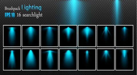 A set of searchlights. Vector light sources, concert lighting, steel floodlights Stock Illustration