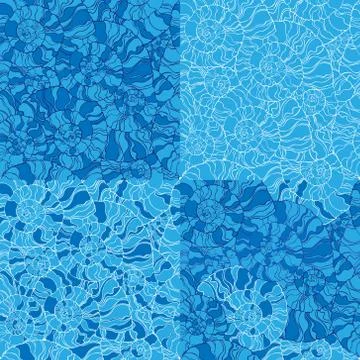 Set of seashell seamless pattern Illustrazione stock