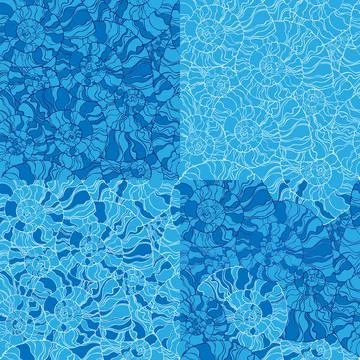 Set of seashell seamless pattern set of seashell seamless pattern. Vector ... Stock Photos