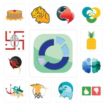 Set of sector, good bad, eagle head, hoopoe, myth, free brain, rocket, pinapp Free Stock Illustration