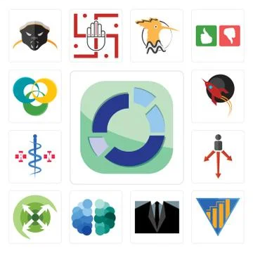 Set of sector, yield, dress code, free brain, extend, approach, registe nurse Free Stock Illustration