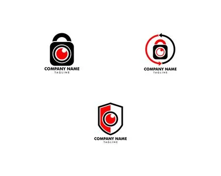 Set of Secure Camera Logo Template Design Vector Иллюстрация