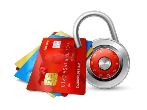 Set of secure credit cards with chips Stock Illustration