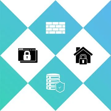 Set Secure your site with HTTPS, SSL, Server shield, Firewall, security wall and Ilustração Stock