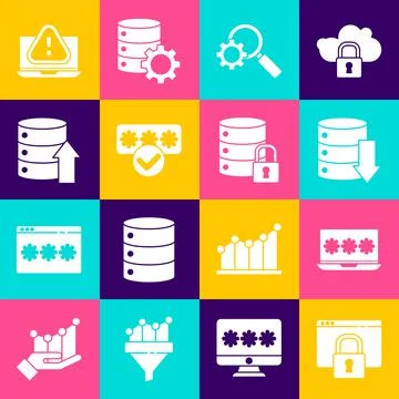 Set Secure your site with HTTPS, SSL, Laptop password, Server, Data, Web Hosting Illustration