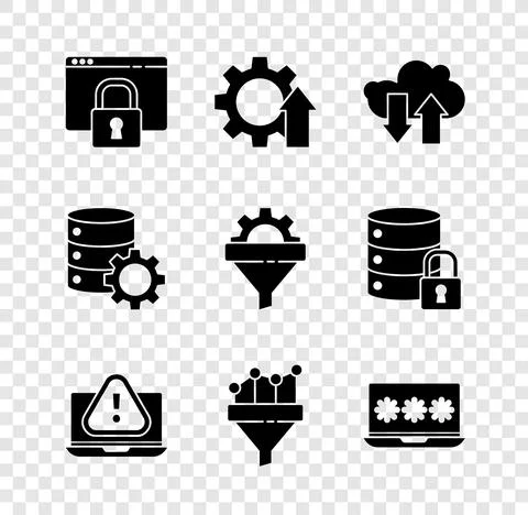 Set Secure your site with HTTPS, SSL, Arrow growth gear, Cloud download and Illustration