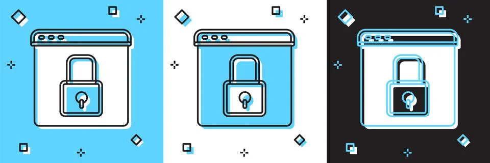 Set Secure your site with HTTPS, SSL icon isolated on blue and white, black Ilustración de archivo