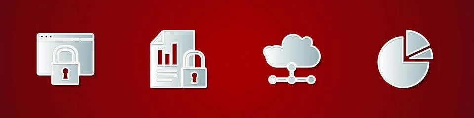 Set Secure your site with HTTPS, SSL, Document and lock, Network cloud Illustrazione stock