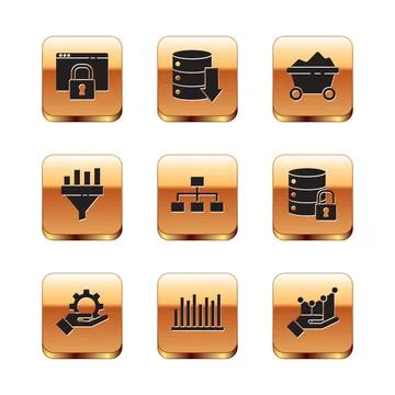 Set Secure your site with HTTPS, SSL, Hand settings gear, Pie chart infographic 库存插图