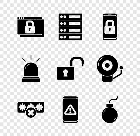 Set Secure your site with HTTPS, SSL, Server, Data, Web Hosting, Mobile closed Stock Illustration
