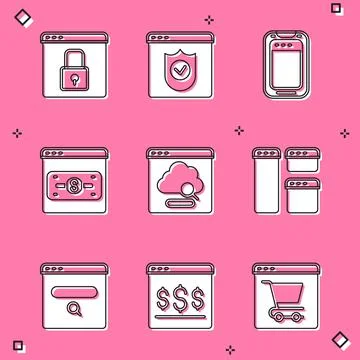 Set Secure your site with HTTPS, SSL, Browser shield, Mobile phone, Online イラスト素材