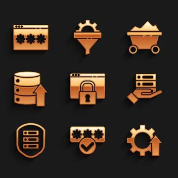 Set Secure your site with HTTPS, SSL, Password protection, Arrow growth gear 库存插图