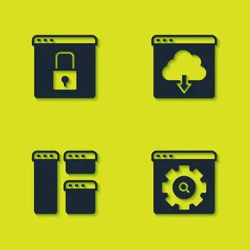 Set Secure your site with HTTPS, SSL, Browser setting, window and Cloud download Illustration