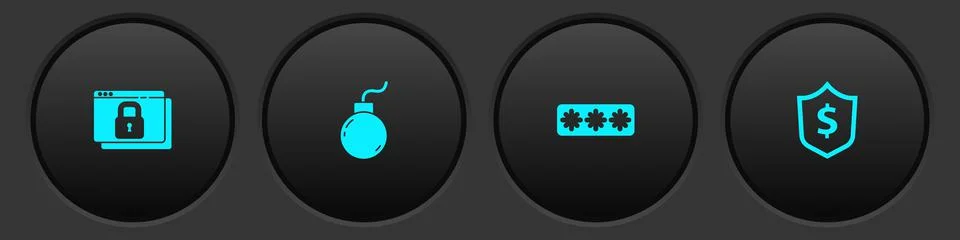 Set Secure your site with HTTPS, SSL, Bomb ready to explode, Password protection 库存插图