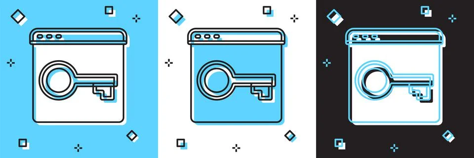 Set Secure your site with HTTPS, SSL icon isolated on blue and white, black Illustration