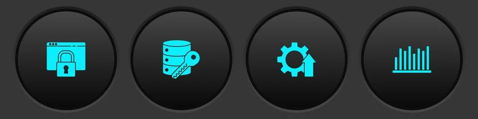 Set Secure your site with HTTPS, SSL, Server security key, Arrow growth gear and 库存插图