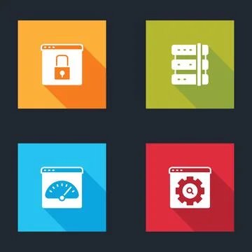 Set Secure your site with HTTPS, SSL, Server, Digital speed meter and Browser 스톡 일러스트