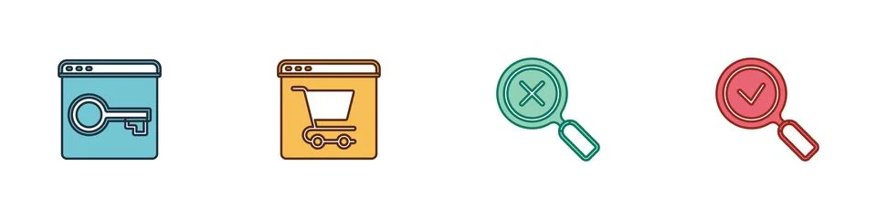 Set Secure your site with HTTPS, SSL, Online shopping on screen, Magnifying イラスト素材