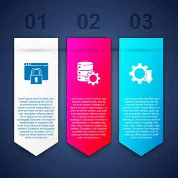 Set Secure your site with HTTPS, SSL, Server and gear and Cost reduction Ilustração Stock