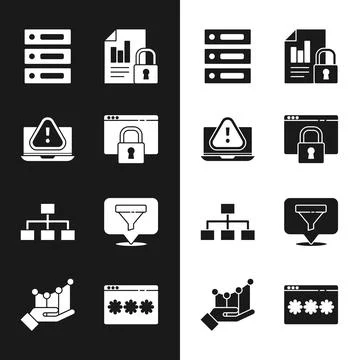 Set Secure your site with HTTPS, Server, Data, Web Hosting, Document and lo.. Illustration