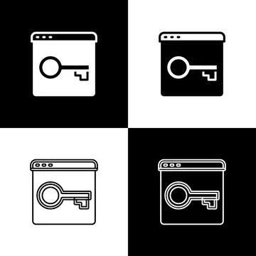 Set Secure your site with HTTPS, SSL icon isolated on black and white background Иллюстрация