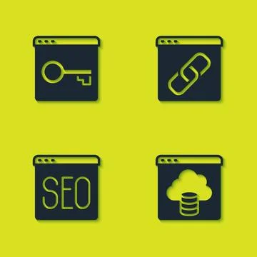 Set Secure your site with HTTPS, SSL, Cloud technology data transfer, SEO Illustration