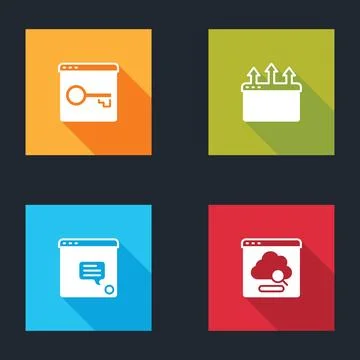 Set Secure your site with HTTPS, SSL, Browser window, New chat messages Illustration