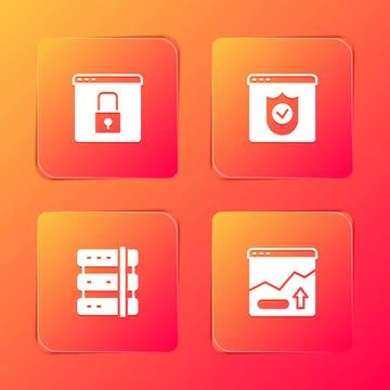 Set Secure your site with HTTPS SSL Browser shield Server and Financial growt イラスト素材