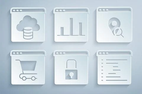 Set Secure your site with HTTPS, SSL, Infographic of city map, Online shopp.. Ilustração Stock