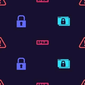 Set Secure your site with HTTPS, SSL, Lock, Spam and Exclamation mark in tria Illustration